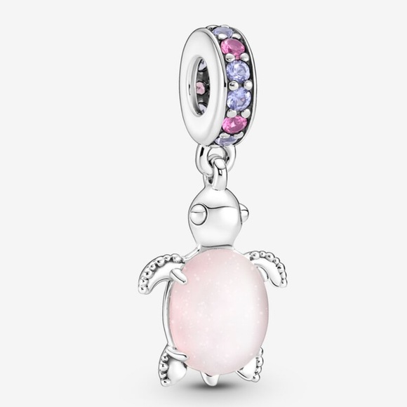 Pandora Murano Glass Pink Sea Turtle Dangle Charm - Picture 1 of 3